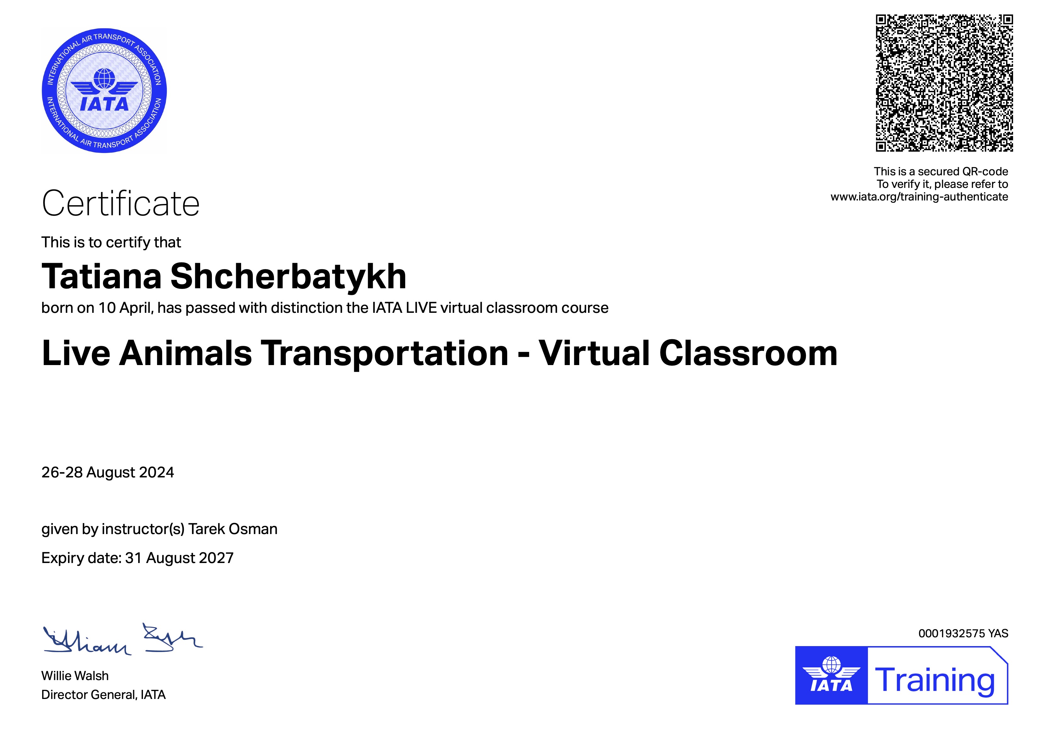 SkyPets certificate